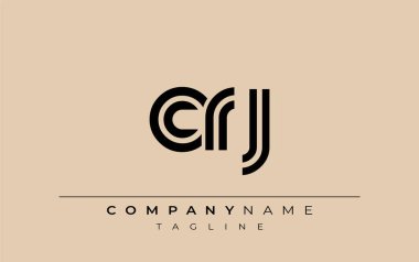 CRJ Yaratıcı Eşsiz Modern Harf Logosu Tasarımı. Benzersiz bir harf dizaynına sahip stilize logo, soyut minimalist estetik ve modern cazibe sunar.