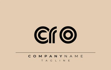 CRO Yaratıcı Eşsiz Modern Harf Logosu Tasarımı. Benzersiz bir harf dizaynına sahip stilize logo, soyut minimalist estetik ve modern cazibe sunar.