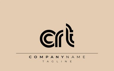 CRT Yaratıcı Eşsiz Modern Harf Logosu Tasarımı. Benzersiz bir harf dizaynına sahip stilize logo, soyut minimalist estetik ve modern cazibe sunar.