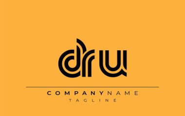 DRU Yaratıcı Eşsiz Modern Harf Logosu Tasarımı. Benzersiz bir harf dizaynına sahip stilize logo, soyut minimalist estetik ve modern cazibe sunar.