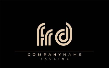FRD Yaratıcı Eşsiz Modern Harf Logosu Tasarımı. Benzersiz bir harf dizaynına sahip stilize logo, soyut minimalist estetik ve modern cazibe sunar.