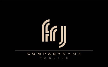 FRJ Yaratıcı Eşsiz Modern Harf Logosu Tasarımı. Benzersiz bir harf dizaynına sahip stilize logo, soyut minimalist estetik ve modern cazibe sunar.