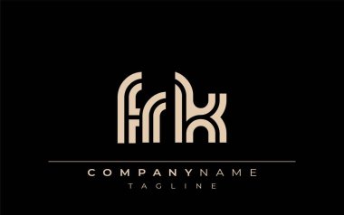 FRK Yaratıcı Eşsiz Modern Harf Logosu Tasarımı. Benzersiz bir harf dizaynına sahip stilize logo, soyut minimalist estetik ve modern cazibe sunar.