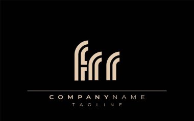 FRR Yaratıcı Eşsiz Modern Harf Logosu Tasarımı. Benzersiz bir harf dizaynına sahip stilize logo, soyut minimalist estetik ve modern cazibe sunar.