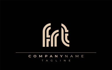 FRT Yaratıcı Eşsiz Modern Harf Logosu Tasarımı. Benzersiz bir harf dizaynına sahip stilize logo, soyut minimalist estetik ve modern cazibe sunar.