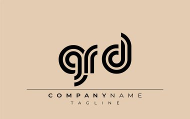 GRD Yaratıcı Eşsiz Modern Harf Logosu Tasarımı. Benzersiz bir harf dizaynına sahip stilize logo, soyut minimalist estetik ve modern cazibe sunar.