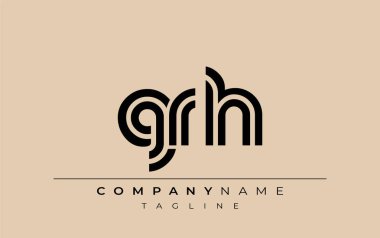 GRH Yaratıcı Eşsiz Modern Harf Logosu Tasarımı. Benzersiz bir harf dizaynına sahip stilize logo, soyut minimalist estetik ve modern cazibe sunar.