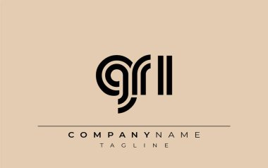 GRI Yaratıcı Eşsiz Modern Harf Logosu Tasarımı. Benzersiz bir harf dizaynına sahip stilize logo, soyut minimalist estetik ve modern cazibe sunar.
