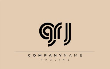 GRJ Yaratıcı Eşsiz Modern Harf Logosu Tasarımı. Benzersiz bir harf dizaynına sahip stilize logo, soyut minimalist estetik ve modern cazibe sunar.
