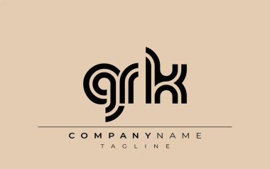 GRK Yaratıcı Eşsiz Modern Harf Logosu Tasarımı. Benzersiz bir harf dizaynına sahip stilize logo, soyut minimalist estetik ve modern cazibe sunar.