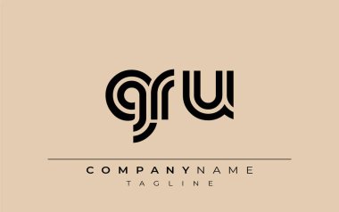 GRU Yaratıcı Eşsiz Modern Harf Logosu Tasarımı. Benzersiz bir harf dizaynına sahip stilize logo, soyut minimalist estetik ve modern cazibe sunar.