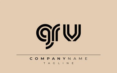 GRV Yaratıcı Eşsiz Modern Harf Logosu Tasarımı. Benzersiz bir harf dizaynına sahip stilize logo, soyut minimalist estetik ve modern cazibe sunar.