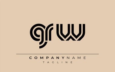 GRW Yaratıcı Eşsiz Modern Harf Logosu Tasarımı. Benzersiz bir harf dizaynına sahip stilize logo, soyut minimalist estetik ve modern cazibe sunar.