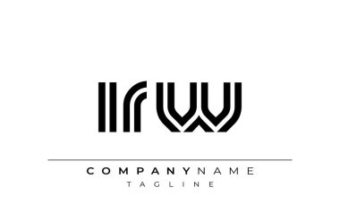 IRW Yaratıcı Eşsiz Modern Harf Logosu Tasarımı. Benzersiz bir harf dizaynına sahip stilize logo, soyut minimalist estetik ve modern cazibe sunar.