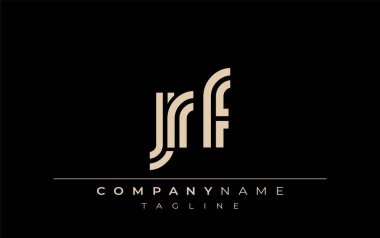 JRF Yaratıcı Eşsiz Modern Harf Logosu Tasarımı. Benzersiz bir harf dizaynına sahip stilize logo, soyut minimalist estetik ve modern cazibe sunar.