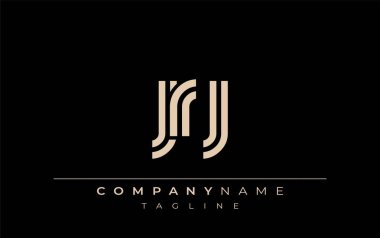 JRJ Yaratıcı Eşsiz Modern Harf Logosu Tasarımı. Benzersiz bir harf dizaynına sahip stilize logo, soyut minimalist estetik ve modern cazibe sunar.
