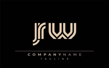JRW Yaratıcı Eşsiz Modern Harf Logosu Tasarımı. Benzersiz bir harf dizaynına sahip stilize logo, soyut minimalist estetik ve modern cazibe sunar.