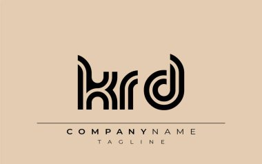 KRD Yaratıcı Eşsiz Modern Harf Logosu Tasarımı. Benzersiz bir harf dizaynına sahip stilize logo, soyut minimalist estetik ve modern cazibe sunar.