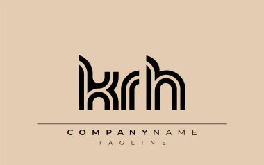 KRH Yaratıcı Eşsiz Modern Harf Logosu Tasarımı. Benzersiz bir harf dizaynına sahip stilize logo, soyut minimalist estetik ve modern cazibe sunar.