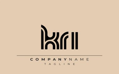 KRI Yaratıcı Eşsiz Modern Harf Logosu Tasarımı. Benzersiz bir harf dizaynına sahip stilize logo, soyut minimalist estetik ve modern cazibe sunar.