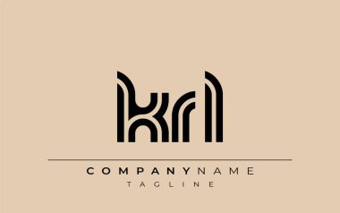 KRL Yaratıcı Eşsiz Modern Harf Logosu Tasarımı. Benzersiz bir harf dizaynına sahip stilize logo, soyut minimalist estetik ve modern cazibe sunar.