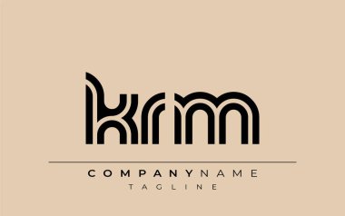 KRM Yaratıcı Eşsiz Modern Harf Logosu Tasarımı. Benzersiz bir harf dizaynına sahip stilize logo, soyut minimalist estetik ve modern cazibe sunar.
