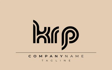 KRP Yaratıcı Eşsiz Modern Harf Logosu Tasarımı. Benzersiz bir harf dizaynına sahip stilize logo, soyut minimalist estetik ve modern cazibe sunar.