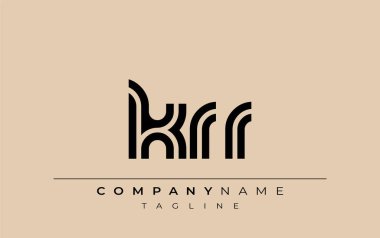 KRR Yaratıcı Eşsiz Modern Harf Logosu Tasarımı. Benzersiz bir harf dizaynına sahip stilize logo, soyut minimalist estetik ve modern cazibe sunar.