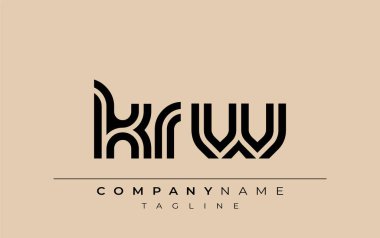 KRW Yaratıcı Eşsiz Modern Harf Logosu Tasarımı. Benzersiz bir harf dizaynına sahip stilize logo, soyut minimalist estetik ve modern cazibe sunar.