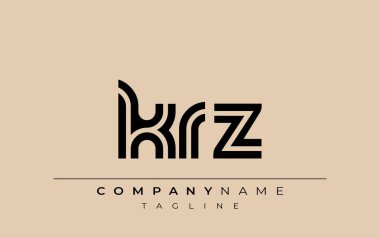 KRZ Yaratıcı Eşsiz Modern Harf Logosu Tasarımı. Benzersiz bir harf dizaynına sahip stilize logo, soyut minimalist estetik ve modern cazibe sunar.