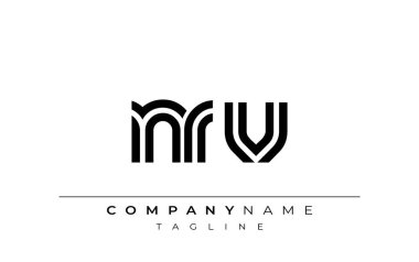 NRV Yaratıcı Eşsiz Modern Harf Logosu Tasarımı. Benzersiz bir harf dizaynına sahip stilize logo, soyut minimalist estetik ve modern cazibe sunar.