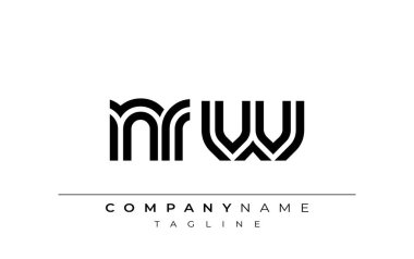 NRW Yaratıcı Eşsiz Modern Harf Logosu Tasarımı. Benzersiz bir harf dizaynına sahip stilize logo, soyut minimalist estetik ve modern cazibe sunar.