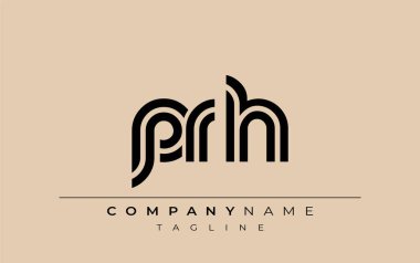 PRH Yaratıcı Eşsiz Modern Harf Logosu Tasarımı. Benzersiz bir harf dizaynına sahip stilize logo, soyut minimalist estetik ve modern cazibe sunar.