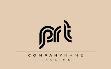 PRT Yaratıcı Eşsiz Modern Harf Logosu Tasarımı. Benzersiz bir harf dizaynına sahip stilize logo, soyut minimalist estetik ve modern cazibe sunar.