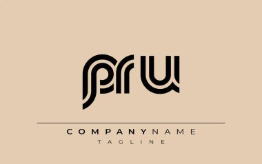 PRU Yaratıcı Eşsiz Modern Harf Logosu Tasarımı. Benzersiz bir harf dizaynına sahip stilize logo, soyut minimalist estetik ve modern cazibe sunar.