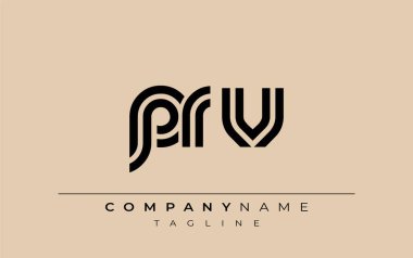 PRV Yaratıcı Eşsiz Modern Harf Logosu Tasarımı. Benzersiz bir harf dizaynına sahip stilize logo, soyut minimalist estetik ve modern cazibe sunar.