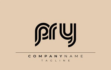 PRY Yaratıcı Eşsiz Modern Harf Logosu Tasarımı. Benzersiz bir harf dizaynına sahip stilize logo, soyut minimalist estetik ve modern cazibe sunar.