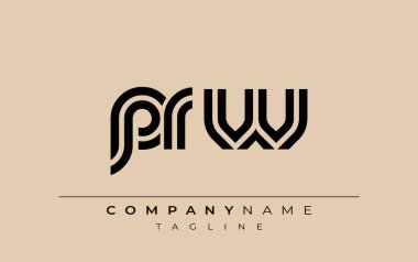 PRW Yaratıcı Eşsiz Modern Harf Logosu Tasarımı. Benzersiz bir harf dizaynına sahip stilize logo, soyut minimalist estetik ve modern cazibe sunar.