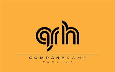 QRH Yaratıcı Eşsiz Modern Harf Logosu Tasarımı. Benzersiz bir harf dizaynına sahip stilize logo, soyut minimalist estetik ve modern cazibe sunar.