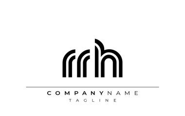 RRH Yaratıcı Eşsiz Modern Harf Logosu Tasarımı. Benzersiz bir harf dizaynına sahip stilize logo, soyut minimalist estetik ve modern cazibe sunar.