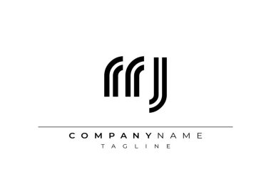 RRJ Yaratıcı Eşsiz Modern Harf Logosu Tasarımı. Benzersiz bir harf dizaynına sahip stilize logo, soyut minimalist estetik ve modern cazibe sunar.