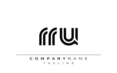 RRU Yaratıcı Eşsiz Modern Harf Logosu Tasarımı. Benzersiz bir harf dizaynına sahip stilize logo, soyut minimalist estetik ve modern cazibe sunar.