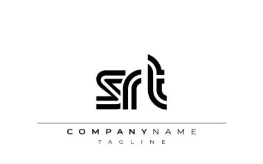 SRT Yaratıcı Eşsiz Modern Harf Logosu Tasarımı. Benzersiz bir harf dizaynına sahip stilize logo, soyut minimalist estetik ve modern cazibe sunar.