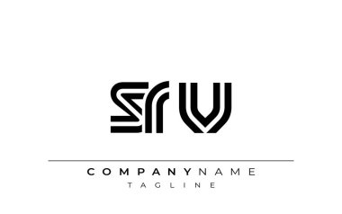 SRV Yaratıcı Eşsiz Modern Harf Logosu Tasarımı. Benzersiz bir harf dizaynına sahip stilize logo, soyut minimalist estetik ve modern cazibe sunar.