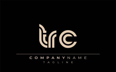 TRC Yaratıcı Eşsiz Modern Harf Logosu Tasarımı. Benzersiz bir harf dizaynına sahip stilize logo, soyut minimalist estetik ve modern cazibe sunar.