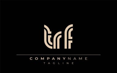 TRF Yaratıcı Eşsiz Modern Harf Logosu Tasarımı. Benzersiz bir harf dizaynına sahip stilize logo, soyut minimalist estetik ve modern cazibe sunar.