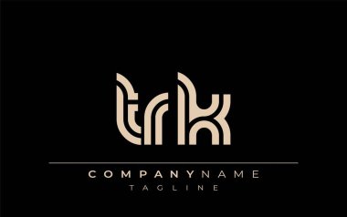 TRK Yaratıcı Eşsiz Modern Harf Logosu Tasarımı. Benzersiz bir harf dizaynına sahip stilize logo, soyut minimalist estetik ve modern cazibe sunar.