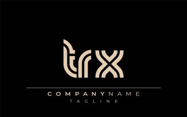 TRX Yaratıcı Eşsiz Modern Harf Logosu Tasarımı. Benzersiz bir harf dizaynına sahip stilize logo, soyut minimalist estetik ve modern cazibe sunar.