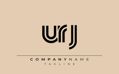 URJ Yaratıcı Eşsiz Modern Harf Logosu Tasarımı. Benzersiz bir harf dizaynına sahip stilize logo, soyut minimalist estetik ve modern cazibe sunar.