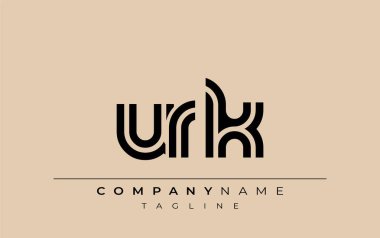 URK Yaratıcı Eşsiz Modern Harf Logosu Tasarımı. Benzersiz bir harf dizaynına sahip stilize logo, soyut minimalist estetik ve modern cazibe sunar.